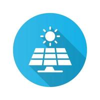 icono de panel de energía solar con sombra larga para diseño gráfico y web. vector