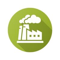 Manufactory building icon with long shadow for graphic and web design. vector