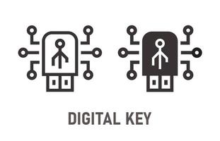 Digital key icon on white background. Vector illustration.