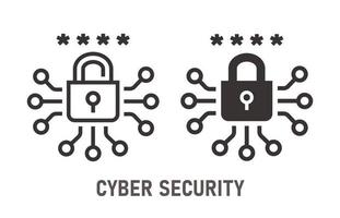 Cyber security icon on white background. Vector illustration.