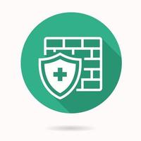 Antivirus firewall icon with long shadow for graphic and web design. vector