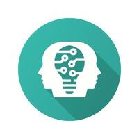 Artificial intelligence, icon with long shadow for graphic and web design. vector