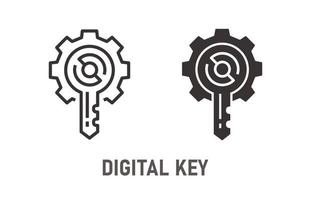 Digital key icon on white background. Vector illustration.