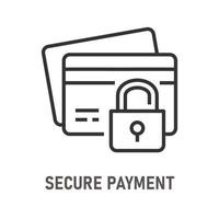 Secure payment line icon on white background. Editable stroke. vector