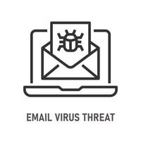 Email virus threat line icon on white background. Editable stroke. vector