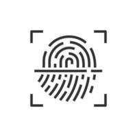 Fingerprint line icon on white background. Editable stroke. vector