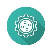 Automated system icon with long shadow for graphic and web design. vector