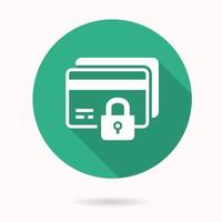 Secure payment icon with long shadow for graphic and web design. vector