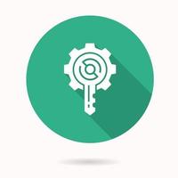 Digital key icon with long shadow for graphic and web design. vector