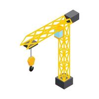 Construction crane icon, isometric 3d style vector