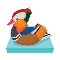 icono de pato mandarín, estilo de dibujos animados vector