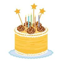 Star birthday cake icon cartoon vector. Happy candle vector