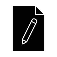 Paper glyph icon illustration with pencil. suitable for icon write. icon related to document. Simple vector design editable. Pixel perfect at 32 x 32