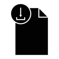 ilustración de icono de glifo de papel con flecha hacia abajo. adecuado para el icono de descarga de documentos. icono relacionado con documento, archivo. diseño vectorial simple editable. píxel perfecto a 32 x 32 vector