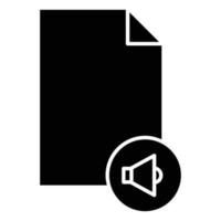 ilustración de icono de glifo de papel con altavoz. adecuado para el icono de archivo de música. icono relacionado con documento, archivo. diseño vectorial simple editable. píxel perfecto a 32 x 32 vector