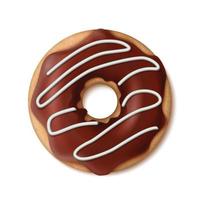 Icono de vector realista 3d. donut glaseado espolvoreado con chocolate. aislado en blanco