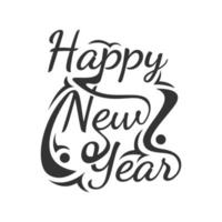 Happy new year vector word art text Calligraphic Lettering design card template