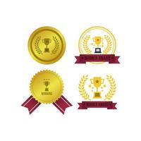 Badge award vector image. Golden award winner emblem vector design