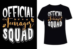 plantilla oficial de diseño de camiseta de escuadrón de adolescentes vector