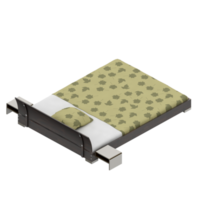 render 3d de dormitorio isométrico png