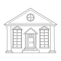 building with columns and a central door. Theater in sketch doodle vector