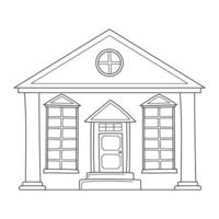 building with columns and a central door. Theater in sketch doodle vector