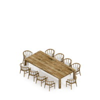 Isometric Table Set 3D render png