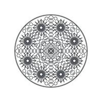 Monochrome geometric mandala thin line vector illustration