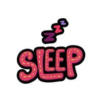 Zzz, sleep lettering stitched frame illustration vector