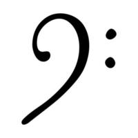 Bass clef doodle. Hand drawn musical symbol. Single element for print, web, design, decor, logo vector