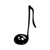 garabato de nota musical. símbolo musical dibujado a mano. elemento único para impresión, web, diseño, decoración, logotipo vector