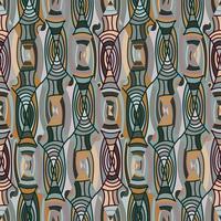 Hand drawn linear seamless pattern. Outline waves tile endless wallpaper. Vintage line ornament. vector