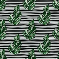 Creative tropical leaves seamless pattern in sketch style. Palm leaf endless floral background. vector