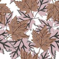 Abstract oak leaves seamless pattern. Maple foliage backdrop. vector