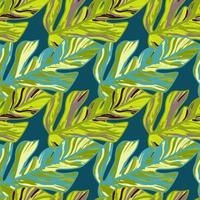 Creative tropical leaves seamless pattern in sketch style. Palm leaf endless floral background. vector