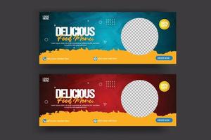 Social media cover banner food advertising discount sale offer template social media food cover post design vector