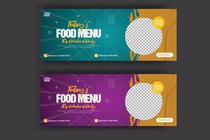 Social media cover banner food advertising discount sale offer template social media food cover post design vector