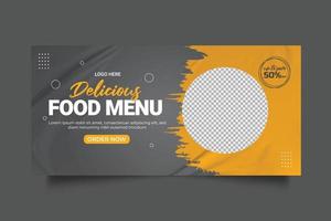 banner web de alimentos publicidad de alimentos plantilla de oferta de venta de descuento redes sociales diseño de publicación de portada de alimentos vector