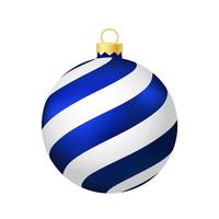 Blue Christmas tree toy or ball Volumetric and realistic color illustration vector