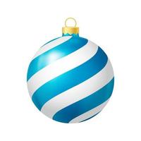 Blue Christmas tree toy with lines Realistic color illustration vector