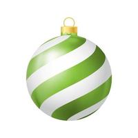 Green Christmas tree toy with lines Realistic color illustration vector