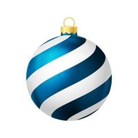 Blue Christmas tree toy with lines Realistic color illustration vector