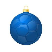 Blue christmas soccer ball icon for christmas tree vector