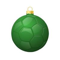 icono de pelota de fútbol de navidad verde para árbol de navidad vector