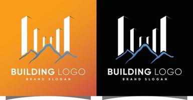 logotipo de construcción con elemento de montaña vector premium de estilo moderno creativo