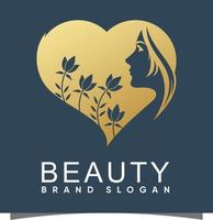 logotipo de belleza de forma de amor con concepto creativo y vector premium de diseño