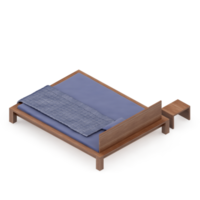 Isometric Bedroom 3D render png