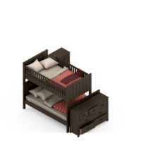 Isometric Bedroom 3D render png