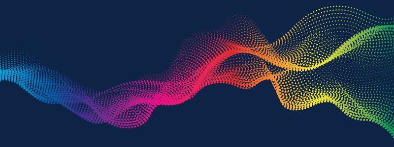 Abstract digital wave of particles flow