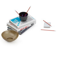 render 3d de libros isométricos png